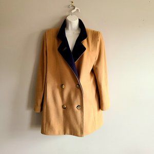 London Fog lambswool angora cashmere light caramel brown short coat.
